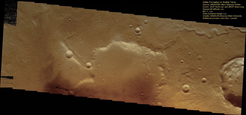 Delta Formation in Arabia Terra (Saturated Natural Colors; credits: Dr Paolo C. Fienga - Lunexit Team)
nessun commento
Parole chiave: Mars from orbit - Channel and Delta Formation - Arabia Terra Region
