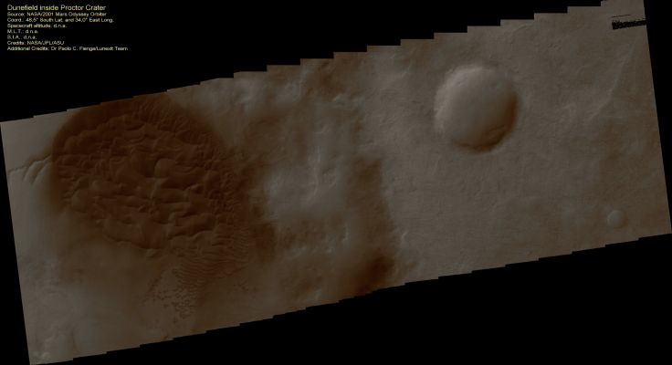 Dunefield (Natural Colors; credits: Dr Paolo C. Fienga - Lunexit Team)
nessun commento
Parole chiave: Mars from orbit - Craters - Unnamed Crater with Dunefield