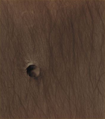 Unnamed Craters in Hellas Planitia (Absolute Natural Colors; credits for the additional process. and color.: Dr Paolo C. Fienga/Lunar Explorer Italia/Italian Planetary Foundation)
In this frame, taken by the NASA - Mars Reconnaissance Orbiter on March, 30, 2013 and showing us a small portion of the Southern Martian Region known as Hellas Planitia, we can see - litterally lost in a "Sea" of Sand that has also been heavily marked by the passage of a countless number of Dust Devils - two relatively small Unnamed Impact Craters which are going through two very different (and very distant, in terms of time) moments of their evolution. 
Barely visible, on the left (Sx) side of the picture, there is an extremely old and now almost completely "Buried Impact Crater", whose Rim, however, can still be discerned from the surrounding landscape; on the right (Dx) side of the frame, instead, a way more recent Unnamed Impact Crater that shows a very well defined (and therefore - of course, always relatively speaking - "fresh") Rim, with signs of a Landslide, that has occurred on its Inner Southern Slope, and also with what appears to be just a hint of a light-colored Windstreak on its Northern Outer Rim. Also a few Gullies can be spotted in several locations of the Inner Slopes of the Crater (particularly on its North-facing Inner Rim and Slope).

Mars Local Time: 14:37 (Early Afternoon)
Coord. (centered): 50,284° South Lat. and 54,671° East Long.
Spacecraft altitude: 255,9 Km (such as about 158,913 miles) 
Original image scale range: 51,2 cm/pixel (with 2 x 2 binning) so objects ~ 1 mt and 54 cm across are resolved
Map projected scale: 50 cm/pixel
Map projection: EQUIRECTANGULAR
Emission Angle: 1,6° 
Phase Angle: 42,2°
Solar Incidence Angle: 41° (meaning that the Sun was about 49° above the Local Horizon at the time the picture was taken)
Solar Longitude: 292,3° (Northern Winter - Southern Summer)
Credits: NASA/JPL/University of Arizona
Additional process. and coloring: Lunar Explorer Italia

This picture (which has been cropped from a NASA - Original Mars Reconnaissance Orbiter NON-Map Projected CTX b/w frame identified by the serial n. ESP_031292_1295) has also been additionally processed and then colorized in Absolute Natural Colors (such as the colors that a human eye would actually perceive if someone were onboard the NASA - Mars Reconnaissance Orbiter and then looked down, towards the Surface of Mars - Region of Hellas Planitia), by using an original technique created - and, in time, dramatically improved - by the Lunar Explorer Italia Team.
Parole chiave: Mars from orbit - Craters - Unnamed Craters