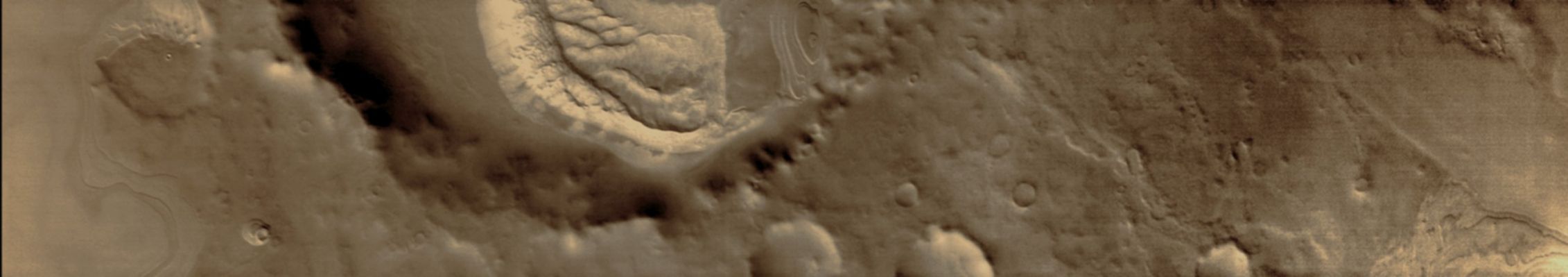 Southern Crater Dunes (IR - Natural Colors; credits for the additional process. and color.: Dr Paolo C. Fienga - Lunar Explorer Italia)
Caption NASA:"Many craters around the South Polar Cap contain Dunefields on their Floors. This is one example of such a crater. This image was taken with the THEMIS InfraRed Camera and shows the warm daytime temperature of the dunes compared to the surrounding materials".
Parole chiave: Mars from orbit - Craters - Unnamed Crater with Dunefield