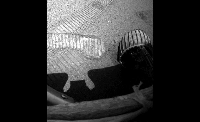 Dig-Dig-Dig! (credits: Dr M. Faccin)
Le ruote di Opportunity scavano profonde trincee sulle sabbie (umide?) di Meridiani Planum: ma qual'è lo scopo ultimo? Siamo alla ricerca di "indizi ed informazioni geologiche", o forse di "memorie del passato", oppure stiamo cercando qualche "fossile"?!?

Voi che ne pensate?
Parole chiave: GIF-Movie