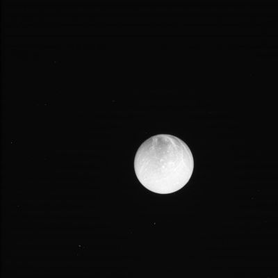Dione (b/w)
Caption NASA:"N00083791.jpg was taken on May 27, 2007 and received on Earth May 28, 2007. 
The camera was pointing toward DIONE that, at the time, was approx. 846.342 Km away, and the image was taken using the CL1 and IR3 filters. 
This image has not been validated or calibrated".
Parole chiave: Saturn's Moons - Dione