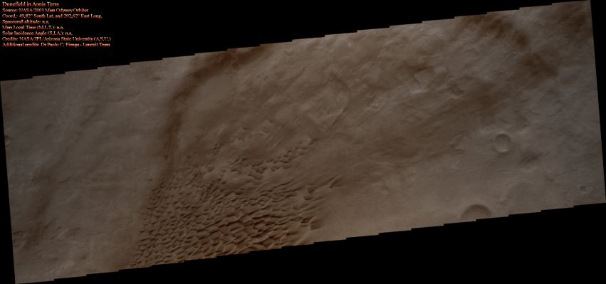 Dunefield in Aonia Terra (Absolute Natural Colors; credits for the additional process. and color.: Dr Paolo C. Fienga - Lunexit Team)
nessun commento
Parole chiave: Mars from orbit - Dunefield - Aonia Terra Region