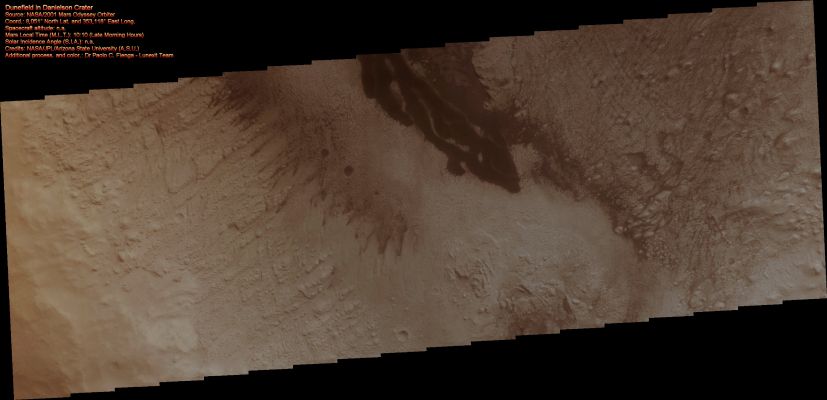 Dunefield inside Danielson Crater (Natural Colors; credits for the additional process. and color.: Dr Paolo C. Fienga - Lunexit Team)
nessun commento
Parole chiave: Mars from orbit - Craters - Danielson Crater