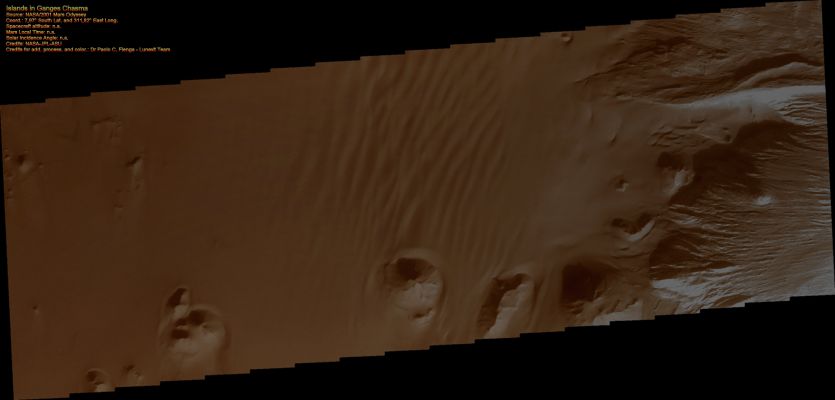 Dunes in Ganges Chasma (Natural Colors; credits for the additional process. and color.: Dr Paolo C. Fienga - Lunexit Team)
nessun commento
Parole chiave: Mars from orbit - Dunes - Ganges Chasma