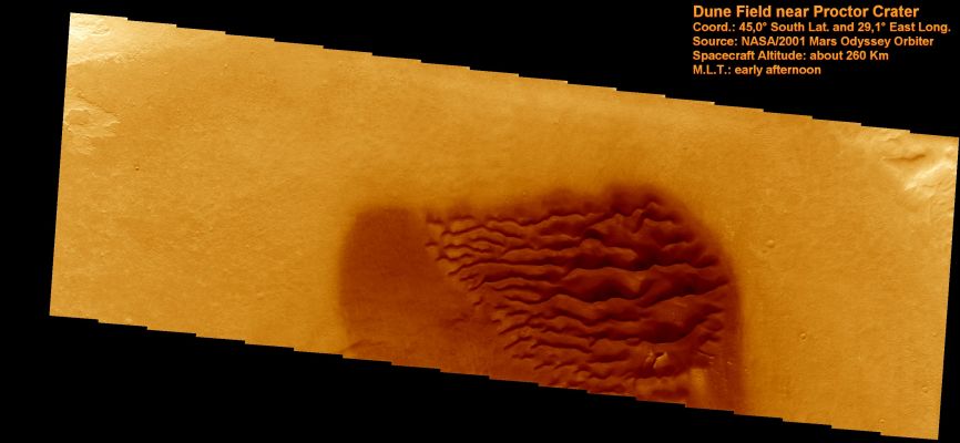 Unnamed Southern Crater with Migrating Dunefield (Extremely Saturated and Enhanced Natural Colors; credits for the additional process. and color.: Dr Paolo C. Fienga - Lunexit Team)
nessun commento
Parole chiave: Mars from orbit - Dunes - Southern Hemisphere