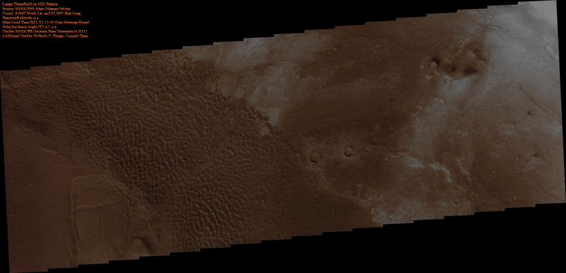 Large Dunefield in Nili Patera (Absolute Natural Colors; credits for the additional process. and color.: Dr Paolo C. Fienga - Lunexit Team)
nessun commento
Parole chiave: Mars from orbit - Dunes - Nili Patera - Syrtis Major Region