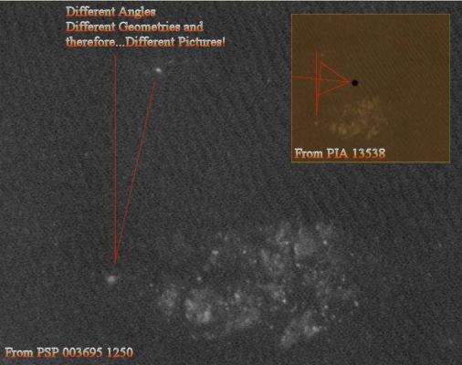 Southern Dunes and DD Tracks: the Anomaly (an Image-Mosaic by Dr Paolo C. Fienga - Lunexit Team)
Che il "Disco Nero" sia un oggetto reale o un (nuovo e bizzarro) image-artifact, molto probabilmente noi non verremo mai a saperlo; ma che la NASA, spesso e volentieri, faccia dei pasticci i quali - agli occhi degli Appassionati e a volte, anche degli Studiosi - ci fanno rabbrividire, lo sappiamo, ormai, da molto tempo.

Ma, per il momento, lasciamo perdere ogni "dietrologia" ed andiamo a vedere la questione in dettaglio: l'immagine con il "Disco Nero" (con l'Anomalìa, insomma) è il Prodotto NASA "Full-Res JPEG" da 1,1 MB, estratto dal "NASA - Planetary Photojournal" (laddove venne pubblicato in data 25 Ottobre 2010), contrassegnato dal seriale n. PIA13538 ed estratto, dice la NASA, dal Prodotto NASA "Hi-Rise" PSP_003695_1250 (un Prodotto al quale la NASA stessa fa rimando nella pagina dedicata al frame PIA13538).

Tuttavia, se si va a guardare il Prodotto Hi-Rise PSP_003695_1250, seguendo il link fornito dalla NASA (e che porta effettivamente al Prodotto Hi-Rise PSP_003695_1250) il Disco Nero non risulta visibile. Non c'è. E' "sparito".

Perchè?

Forse perchè abbiamo sbagliato qualcosa noi e, di conseguenza, abbiamo "frainteso" l'immagine?
O perchè l'Anomalia è, palesemente, un image-artifact creatosi durante la "trasformazione" del Prodotto PSP_003695_1250 in Prodotto PIA13538?

No.

L'Anomalìa "scompare" perchè, molto semplicemente, il Prodotto PIA13538 ed il Prodotto Hi-Rise PSP_003695_1250 NON SONO lo stesso prodotto! 

L'angolo di Fase - che, Vi ricordiamo, è l'Angolo disegnato dal Sole, l'Oggetto Ripreso (ivi, il Suolo di Marte e l'Anomalìa) e la Sonda che lo riprende (ivi, il Mars Reconnaissance Orbiter) - è palesemente diverso, come il nostro mosaico dimostra - riteniamo - in maniera evidente ed inequivocabile.

Conclusioni: si tratta di un Cover-up venuto malissimo? Di un (mega)-pasticcio NASA? O di un semplice errore (ancorchè piuttosto grossolano)? 

Questo, ovviamente, noi non lo sappiamo e non lo possiamo sapere. Però il nostro compito, che è quello di osservare, analizzare e riportare alla Vostra attenzione i dati disponibili in chiave "informativa e divulgativa", lo abbiamo svolto: bene ed al 100%.

E queste nostre considerazioni non sono "complottismo": esse sono semplice e pura Professionalità nell'adempimento delle nostre mansioni. 

Una "professionalità" che anche la NASA (ma non solo), allorchè produce Informazione e Divulgazione, dovrebbe imparare ad usare: perchè i "grandi (se non "immensi") mezzi", da soli, non bastano!

Meditateci sopra e poi, se volete, scrivete qualche commento...
Parole chiave: Mars from orbit - Dunes with DD Tracks and Anomaly