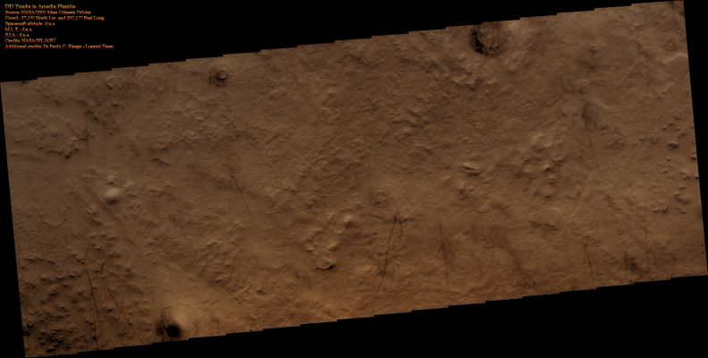 Dust Devils' Tracks in Arcadia Planitia (Natural Colors; credits for the additional process. and color.: Dr Paolo C. Fienga - Lunexit Team)
nessun commento
Parole chiave: Mars from orbit - DD Tracks - Arcadia Planitia