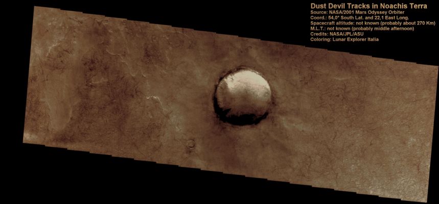 Dust Devils Tracks in Noachis Terra (Absolute Natural Colors; credits for the additional process. and color.: Dr Paolo C. Fienga - Lunexit Team)
nessun commento
Parole chiave: Mars from orbit - DD Tracks and Unnamed Crater - Noachis Terra