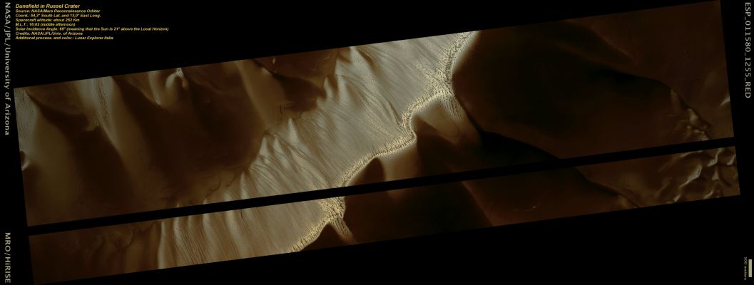 The Dunes of Russel Crater (Natural Colors; credits: Lunar Explorer Italia)
nessun commento
Parole chiave: Mars from orbit - Craters - Russel Crater