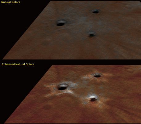 Fresh Triplet! (perspective view - Natural Colors and Natural Enhanced Colors; credits: Dr M. Faccin)
nessun commento
Parole chiave: Mars from orbit - Craters - Fresh Triplet