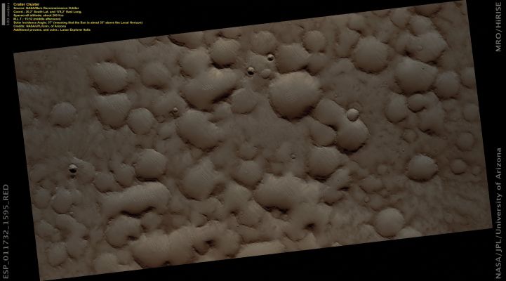 Large Cluster of Small Craters near Maadim Vallis (ctx frame - Natural Colors; credits: Lunar Explorer Italia)
nessun commento
Parole chiave: Mars from orbit - Craters - Crater Cluster