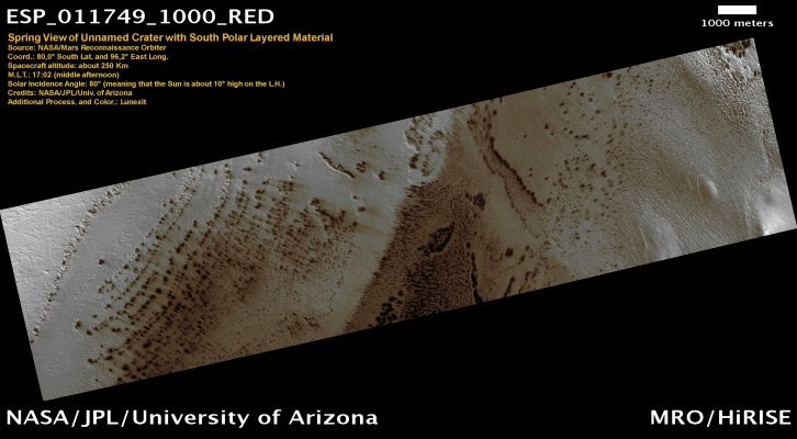 Spring View of Unnamed Crater with South Polar Layered Material (Natural Colors; credits: Lunar Explorer Italia)
nessun commento
Parole chiave: Mars from orbit - South Polar Regions - Unnamed Crater with SPL Material