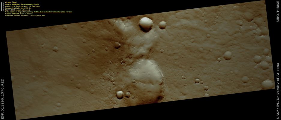 Southern Crater Field (Natural Colors; credits: Lunar Explorer Italia)
nessun commento
Parole chiave: Mars from orbit - Craters - Crater Field
