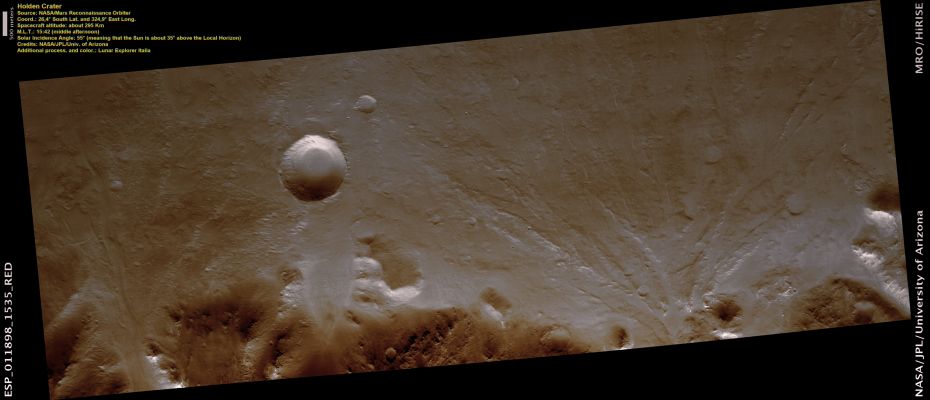Possible MSL Landing Site in Holden Crater (Natural Colors; credits: Lunar Explorer Italia)
nessun commento
Parole chiave: Mars from orbit - Craters - Holden Crater