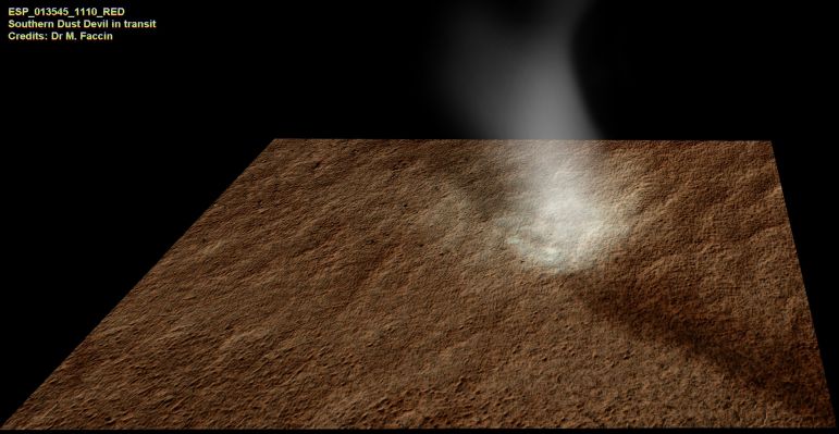 Southern Dust Devil (Perspective View - Natural Colors; credits: Dr M. Faccin)
nessun commento
Parole chiave: Mars from orbit - Southern Features - Dust Devil