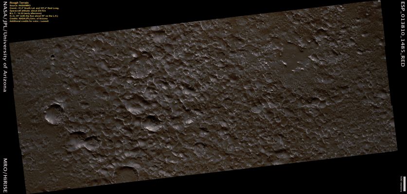 Rough and highly cratered Southern Terrain (Natural Colors; credits: Lunexit)
nessun commento
Parole chiave: Mars from orbit - Southern Features - Highly Cratered Region