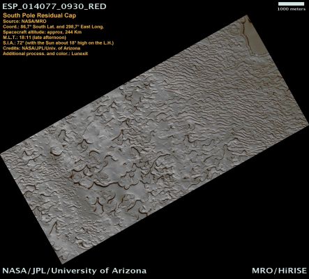 South Polar Residual Cap Monitoring (Natural Colors; credits: Lunexit)
nessun commento
Parole chiave: Mars from orbit - South Pole - South Polar Residual Cap