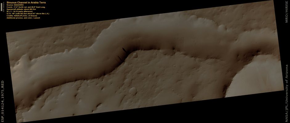 Sinuous Channel in Arabia Terra (Natural Colors; credits: Lunexit)
nessun commento
Parole chiave: Mars from orbit - Channel - Arabia Terra Region