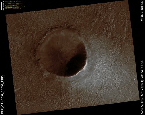 Northern Crater with Windstreak (Natural Colors; credits: Lunexit)
nessun commento
Parole chiave: Mars from orbit - Craters - Unnamed Crater