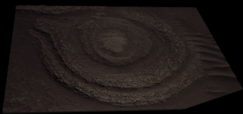 Layered Rocks in Argyre Region (Perspective View and Natural Colors; credits: Dr M. Faccin & Lunexit)
Una Meraviglia della Natura: che altro aggiungere?!?
Parole chiave: Mars from orbit - Argyre Planitia Region