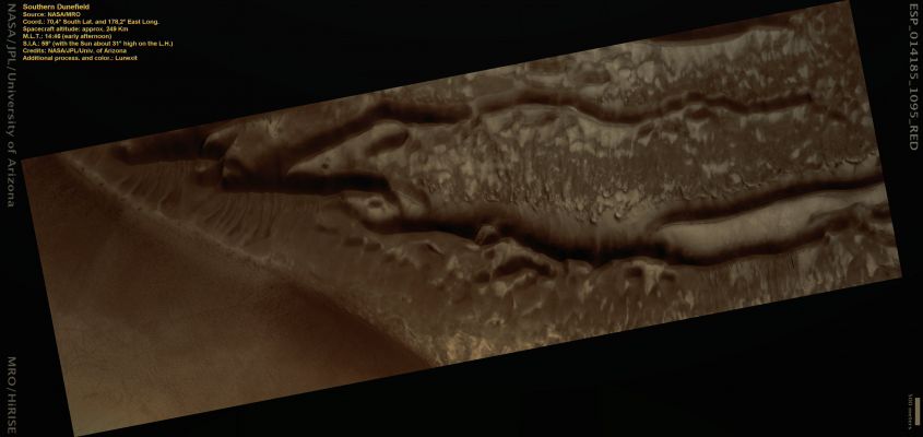 USGS Dune Database Entry Number 1784-704 (Natural Colors; credits: Lunexit)
nessun commento
Parole chiave: Mars from orbit - Dunes - Southern Dunefield