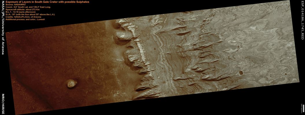 Exposures of Layers in South Gale Crater (Natural Colors; credits: Lunexit)
nessun commento
Parole chiave: Mars from orbit - Craters - Gale Crater