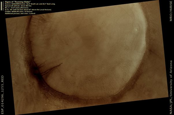 Clear signs of a recent Seepage (Natural Colors; credits: Lunexit)
nessun commento
Parole chiave: Mars from orbit - Craters - Unnamed Crater with recent Seepage