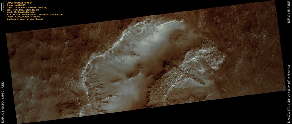 Libya Montes' Massif (Natural Colors; credits: Lunexit)
nessun commento
Parole chiave: Mars from orbit - Libya Montes