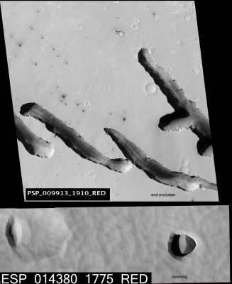 Collapse Features in Cerberus Fossae and Tharsis (Image-mosaic; credits: Dr M. Faccin)
nessun commento
Parole chiave: Mars from orbit - Collapse Features - Pits and Troughs