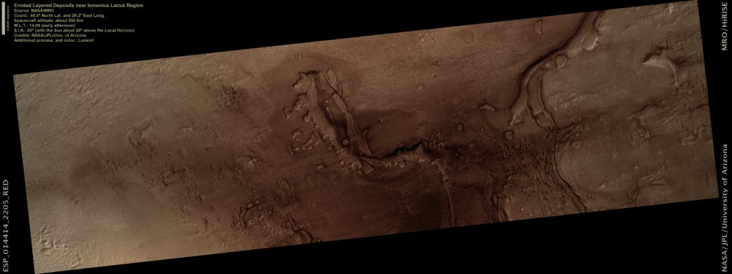 Eroded Layered Deposits near Ismenius Lacus Region (Natural Colors; credits: Lunexit)
nessun commento
Parole chiave: Mars from orbit - Ismenius Lacus Region
