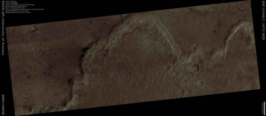 Chrise Planitia (Natural Colors; credits: Lunexit)
nessun commento
Parole chiave: Mars from orbit - Chrise Planitia Region