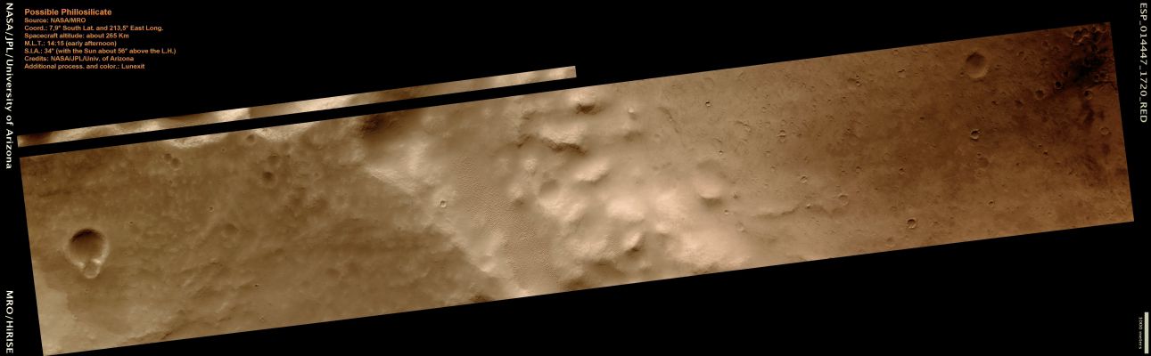 Possible Phillosilicate (Natural Colors; credits: Lunexit)
nessun commento
Parole chiave: Mars from orbit - Phillosilicate-rich Terrain