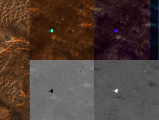 Possible Alien Probe flying over Eastern Nili Fossae (an Image-Mosaic by Elisabetta Bonora - Lunexit Team)
Dall'occhio veramente straordinario della nostra Amica e Partner, Elisabetta Bonora (alias "2di7"), un nuovo Enigma Marziano: c'è forse un piccolo oggetto in rapido movimento al di sotto della Sonda NASA MRO e, per puro caso, lo scatto effettuato alle 15:06 (Ora Locale di Marte, Regione di Nili Fossae) lo ha "caught while in-transit"? 

Probabilmente si.

Ed altrettanto probabilmente, i più ATTENTI di Voi avranno subito ricordato che un IDENTICO OGGETTO era già stato fotografato - sempre dalla Sonda MRO - mentre volava su un'altra Regione di Marte (ed in quel caso esso era stato individuato dal nostro Senior Partner, Marco Faccin).

Che dire? Due, identici, image-artifact? O magari due, identiche, "sviste"? O forse due, identici, UFO?

Decidete Voi. Noi possiamo solo offrirVi i dati disponibili, nella loro migliore (in assoluto) versione. Poi, la Verità - si sa - non solo è elusiva... In questo campo, ormai è un fatto notorio ed acquisito, fa paura.
Parole chiave: Mars from orbit - Nili Fossae Region - Controversial