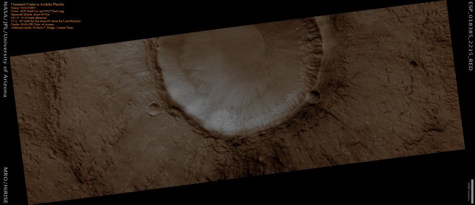 Unnamed Crater in Acidalia Planitia (Natural Colors; credits for the additional process. and color.: Dr Paolo C. Fienga - Lunexit Team)
nessun commento
Parole chiave: Mars from orbit - Craters - Unnamed Crater - Acidalia Planitia Region