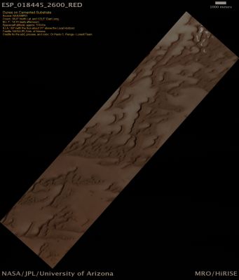Dunes on "Cemented Substrate" (Natural Colors; credits for the additional process. and color.: Dr Paolo C. Fienga - Lunexit Team)
nessun commento
Parole chiave: Mars from orbit - Dunes - High Northern Latitudes