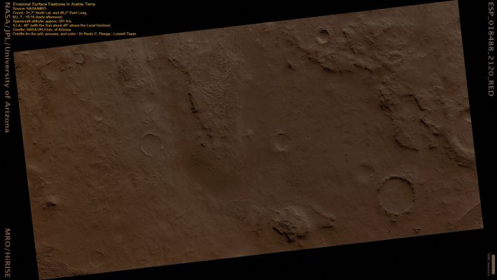 Erosional Surface Features in Arabia Terra (Natural Colors; credits for the additional process. and color.: Dr Paolo C. Fienga - Lunexit Team)
nessun commento
Parole chiave: Mars from orbit - Arabia Terra