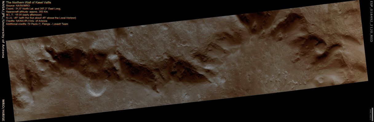 The Northern Wall of Kasei Valles (Natural Colors; credits for the additional process. and color.: Dr Paolo C. Fienga - Lunexit Team)
nessun commento
Parole chiave: Mars from orbit - Kasei Valles