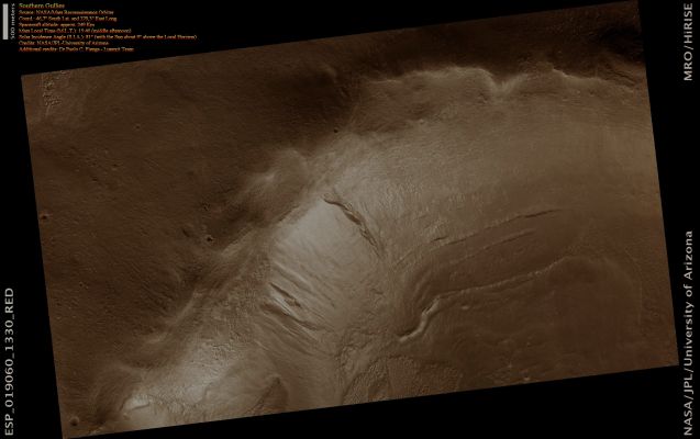 Southern Gullies (CTX Frame - Natural Colors; credits for the additional process. and color.: Dr Paolo C. Fienga - Lunexit Team)
nessun commento
Parole chiave: Mars from orbit - Craters - Unnamed Crater with Gullies