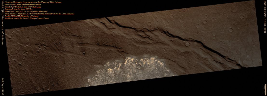 Diverse Bedrock Exposures on the Floor of Nii Patera (Absolute Natural Colors; credits for the additional process. and color.: Dr Paolo C. Fienga - Lunexit Team)
nessun commento
Parole chiave: Mars from orbit - Nili Patera Region
