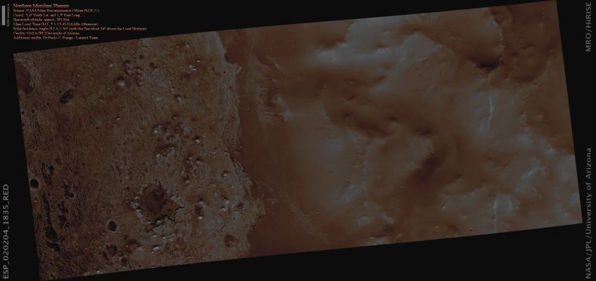 Northern Meridiani Planum (CTX Frame - Absolute Natural Colors; credits for the additional process. and color.: Dr Paolo C. Fienga - Lunexit Team:)
nessun commento
Parole chiave: Mars from orbit - Meridiani Planum