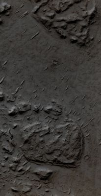 Lava Flow constricted between Topographic Obstacles (EDM - Absolute Natural Colors; credits for the additional process. and color.: Dr Paolo C. Fienga - Lunexit Team)
Mars Local Time: 15:35 (Middle Afternoon)
Coord. (centered): 23,1° North Lat. and 172,8° East Long.
Spacecraft altitude: 288,7 Km (such as about 180,4 miles) 
Original image scale range: 57,8 cm/pixel (with 2 x 2 binning) so objects ~ 1 mt and 73 cm across are resolved 
Map projected scale: 50 cm/pixel
Map projection: EQUIRECTANGULAR
Emission Angle: 4,3° 
Sun-Mars-Spacecraft (or "Phase") Angle: 57,4°
Solar Incidence Angle: 61° (meaning that the Sun is about 29° above the Local Horizon)
Solar Longitude: 199,9° (Northern Winter)
Credits: NASA/JPL/University of Arizona
Additional process. and coloring: Dr Paolo C. Fienga - Lunar Explorer Italia
Parole chiave: Mars from orbit - Volcanic Features - Lava Flows and Blocks