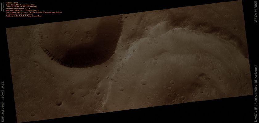 Hamelin Crater and Unnamed "Companion" (Absolute Natural Colors; credits for the additional process. and color.: Dr Paolo C. Fienga - Lunexit Team)
nessun commento
Parole chiave: Mars from orbit - Craters - Hamelin Crater