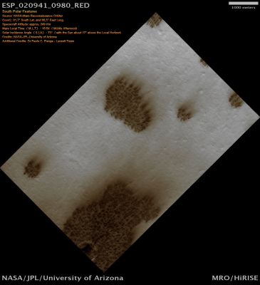 Pseudo "South Polar Trees" (Natural Colors; credits for the additional process. and color.: Dr Paolo C. Fienga - Lunexit Team)
nessun commento
Parole chiave: Mars from orbit - South Polar Features - Thawing Features