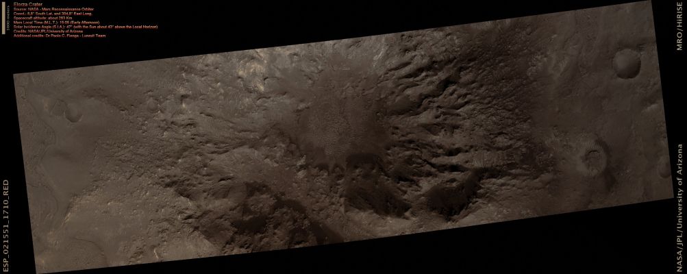Elorza Crater (Natural Colors; credits for the additional process. and color.: Dr Paolo C. Fienga - Lunexit Team)
nessun commento
Parole chiave: Mars from orbit - Craters - Elorza Crater