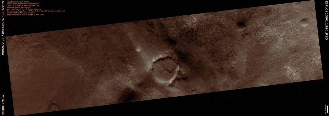 Possible Olivine-rich Terrain (Absolute Natural Colors; credits for the additional process. and color.: Dr Paolo C. Fienga - Lunexit Team)
nessun commento
