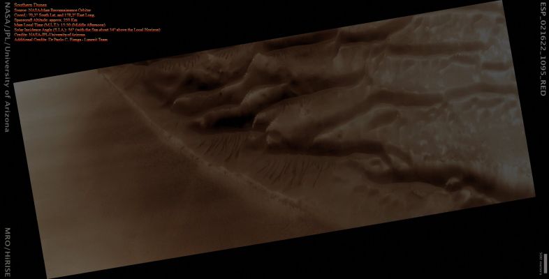 Southern Dunefield (Absolute Natural Colors; credits for the additional process. and color.: Dr Paolo C. Fienga - Lunexit Team)
nessun commento
Parole chiave: Mars from orbit - Dunes - Southern Dunefield