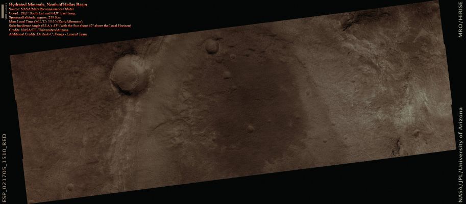 Hydrated Minerals (CTX Frame - Absolute Natural Colors; credits for the additional process. and color.: Dr Paolo C. Fienga - Lunexit Team)
nessun commento
Parole chiave: Mars from orbit - Craters - Unnamed Crater with Hydrated Minerals
