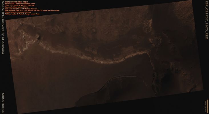 Scarp in Syrtis Major (Absolute Natural Colors; credits for the additional process. and color.: Dr Paolo C. Fienga - Lunexit Team)
nessun commento
Parole chiave: Mars from orbit - Syrtis Major Region